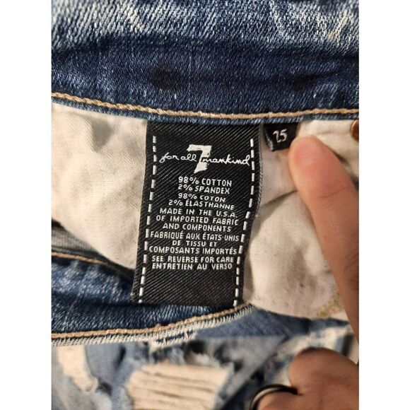 7 For All Mankind size 25 Distressed Embroidered Flowers Denim Jeans - Picture 4 of 5